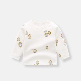 Baby Allover Fruit Graphic 100% Pure Organic Cotton Side Snap Button Tops (Color: White)