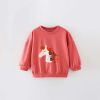 Baby Girl Cartoon Print Pattern Solid Color Terry Hoodie