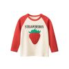 Baby Girl Strawberry Print Pattern Soft Cotton Crewneck Shirt