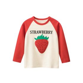 Baby Girl Strawberry Print Pattern Soft Cotton Crewneck Shirt (Size/Age: 90 (12-24M))