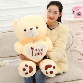 Big Size I Love You Teddy Bear Large Stuffed Plush Doll Holding LOVE Heart Plush Teddy Bear Cartoon Soft Stuffed Doll Kids Toy (Height: 50cm)