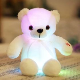 32cm Creative Luminous Bear Plush Toy Stuffed Teddy Led Light Colorful Doll Kawaii Lovely Kids Toy Girls Children Gift (Color: White)