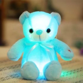 32cm Creative Luminous Bear Plush Toy Stuffed Teddy Led Light Colorful Doll Kawaii Lovely Kids Toy Girls Children Gift (Color: Blue)