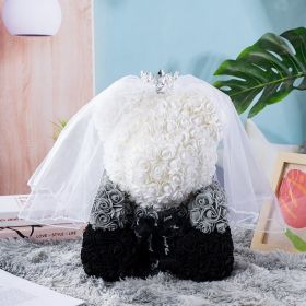 Artificial Flowers 40cm Rose Bear Girlfriend Anniversary Christmas Valentine&#39;s Day Birthday Present For Wedding Party Gift (Color: bear black grey)