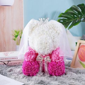 Artificial Flowers 40cm Rose Bear Girlfriend Anniversary Christmas Valentine&#39;s Day Birthday Present For Wedding Party Gift (Color: bear dark pink)