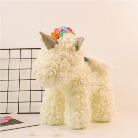 Artificial Flowers 40cm Rose Bear Girlfriend Anniversary Christmas Valentine&#39;s Day Birthday Present For Wedding Party Gift (Color: Unicorn B off white)