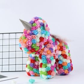 Artificial Flowers 40cm Rose Bear Girlfriend Anniversary Christmas Valentine&#39;s Day Birthday Present For Wedding Party Gift (Color: Unicorn B 7 colors)