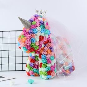 Artificial Flowers 40cm Rose Bear Girlfriend Anniversary Christmas Valentine&#39;s Day Birthday Present For Wedding Party Gift (Color: Unicorn A 7colors)