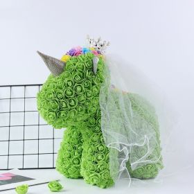 Artificial Flowers 40cm Rose Bear Girlfriend Anniversary Christmas Valentine&#39;s Day Birthday Present For Wedding Party Gift (Color: Unicorn Afruit green)