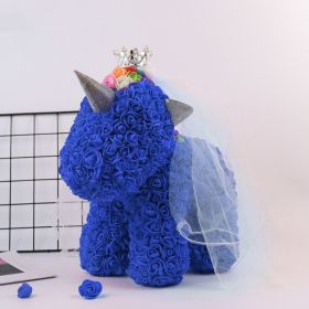 Artificial Flowers 40cm Rose Bear Girlfriend Anniversary Christmas Valentine&#39;s Day Birthday Present For Wedding Party Gift (Color: Unicorn A blue)