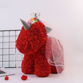 Artificial Flowers 40cm Rose Bear Girlfriend Anniversary Christmas Valentine&#39;s Day Birthday Present For Wedding Party Gift (Color: Unicorn Ared)