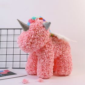 Artificial Flowers 40cm Rose Bear Girlfriend Anniversary Christmas Valentine&#39;s Day Birthday Present For Wedding Party Gift (Color: Unicorn B peach pink)