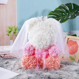 Artificial Flowers 40cm Rose Bear Girlfriend Anniversary Christmas Valentine&#39;s Day Birthday Present For Wedding Party Gift (Color: bear  light pink)