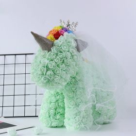 Artificial Flowers 40cm Rose Bear Girlfriend Anniversary Christmas Valentine&#39;s Day Birthday Present For Wedding Party Gift (Color: Unicorn Alight green)