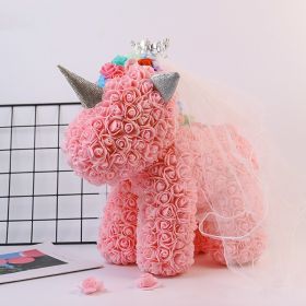 Artificial Flowers 40cm Rose Bear Girlfriend Anniversary Christmas Valentine&#39;s Day Birthday Present For Wedding Party Gift (Color: Unicorn Apeach pink)