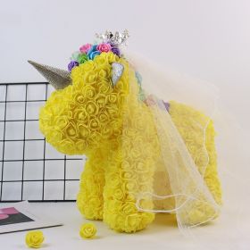 Artificial Flowers 40cm Rose Bear Girlfriend Anniversary Christmas Valentine&#39;s Day Birthday Present For Wedding Party Gift (Color: Unicorn Ayellow)