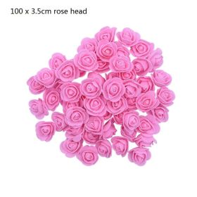 1Pc Polystyrene Styrofoam Foam Heart Rose Bear Crafts For Birthday Party DIY Decoration Wedding Valentines Day Gift (Color: 100pcs dark pink)