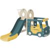 Kids Slide with Bus Play Structure; Freestanding Bus Toy with Slide for Toddlers; Bus Slide Set with Basketball Hoop