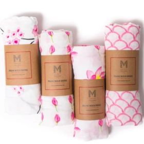 Organic Cotton Muslin Essential Baby Set (Collection: Pretty in Pink Swaddle Bundle)