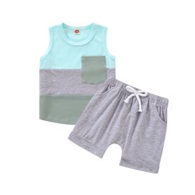 Short-sleeved Shorts Stitching Children's Suit (Option: Gray Vest-70cm)