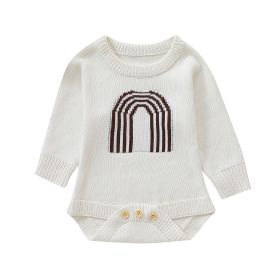 Children's Romper Sweater  White Light Brown (Option: White-60cm)