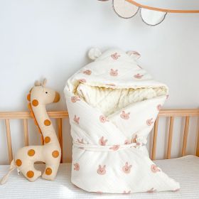 Autumn And Winter Thickened Baby Cotton Wrinkled Beanie Velvet Quilt (Option: Pink rabbit)