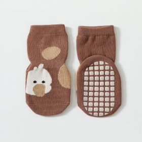 Baby Autumn And Winter Non-slip Glue Bottom Non-slip Socks Tube Socks (Option: Coffee Color-S Code)