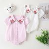 Baby Girl Embroidered Pattern Bubble Sleeve Design Short-Sleeved Cardigan Onesies