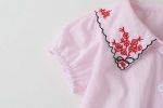 Baby Girl Embroidered Pattern Bubble Sleeve Design Short-Sleeved Cardigan Onesies