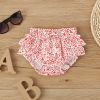 Baby Girl Lettuce Trim Design Ruffle Neck Tops Combo Floral Shorts Sets