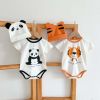 Baby Girl Cartoon Animal Print Round Collar Short-Sleeved Onesies