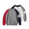 Baby Boy Contrast Design Side Striped Pattern Knitted Western Style Sweater