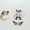 Baby Girl Cartoon Animal Print Round Collar Short-Sleeved Onesies