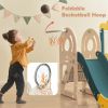 Kids Swing-N-Slide with Bus Play Structure; Freestanding Bus Toy with Slide&Swing for Toddlers; Bus Slide Set with Basketball Hoop