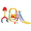 5 in 1 Slide and Swing Playing Set, Toddler Extra-Long Slide with 2 Basketball Hoops, Football, Ringtoss, Indoor Outdoor XH