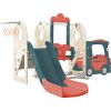 Kids Swing-N-Slide with Bus Play Structure; Freestanding Bus Toy with Slide&Swing for Toddlers; Bus Slide Set with Basketball Hoop