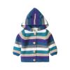 Baby Colorful Striped Pattern Button Front Knitted Cardigan With Hat