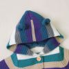 Baby Colorful Striped Pattern Button Front Knitted Cardigan With Hat