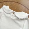 Baby Girl Solid White Doll Neck Cotton Shirt In Autumn