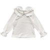 Baby Girl Solid White Doll Neck Cotton Shirt In Autumn