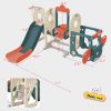 Kids Swing-N-Slide with Bus Play Structure; Freestanding Bus Toy with Slide&Swing for Toddlers; Bus Slide Set with Basketball Hoop