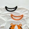 Baby Girl Cartoon Animal Print Round Collar Short-Sleeved Onesies