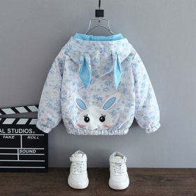 Children's Fashionable Thin Hooded Windbreaker (Option: Little rabbit coat blue-80cm)