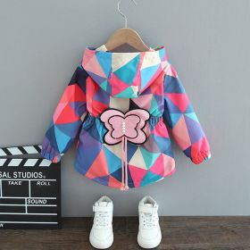 Children's Fashionable Thin Hooded Windbreaker (Option: Diamond plaid coat red-80cm)