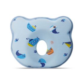 Cartoon Four Seasons Baby Headrest Anti-deviation Head Shaping For Children And Kids Pillow (Option: Blue Bottom Submarine-25 × 23 × 3)