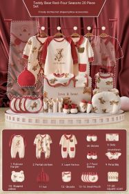 Newborn Gift Box Newborn Baby Meeting Etiquette Clothes Suit (Option: Four Seasons Red 20 Pieces-59cm)