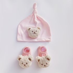 Spring Baby Boys And Girls Socks Hat Suit (Option: Pink Suit)