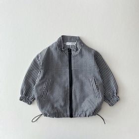 Children's Summer Thin Plaid Sun Protection Coat (Option: Black-80cm)