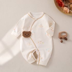 Newborn Jumpsuit Baby Butterfly Clothes Boneless Romper (Option: Beige XINGX-52cm)