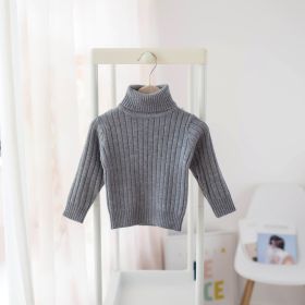 Boys And Girls Turtleneck Solid Color Bottoming Shirt (Option: Grey-80cm)